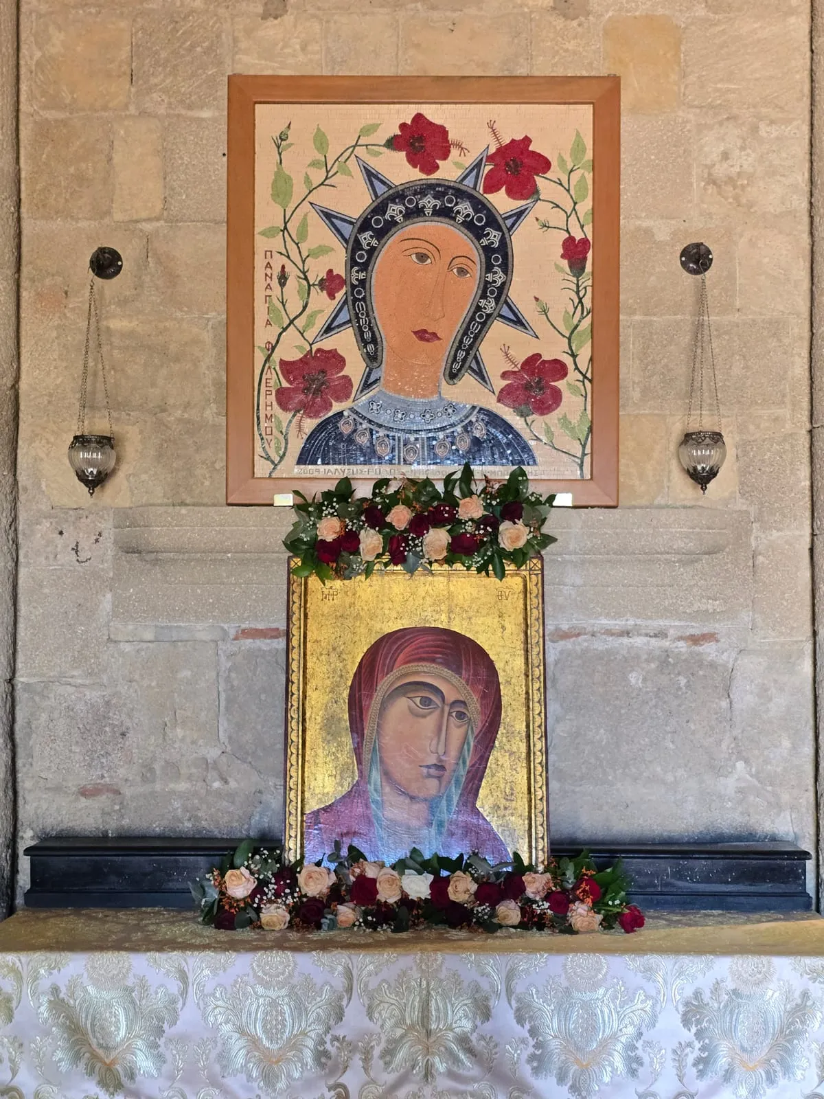 Kopie ikony Matki Boskiej z Filerimos w kościele Panagia Filerimos
